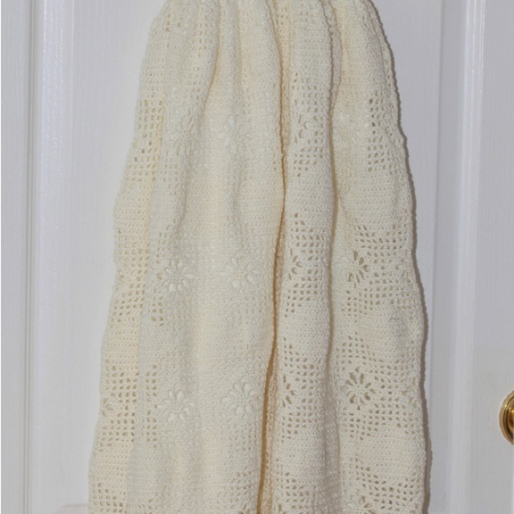 Vintage Handmade Crochet Christening Gown Ivory Lace Heirloom